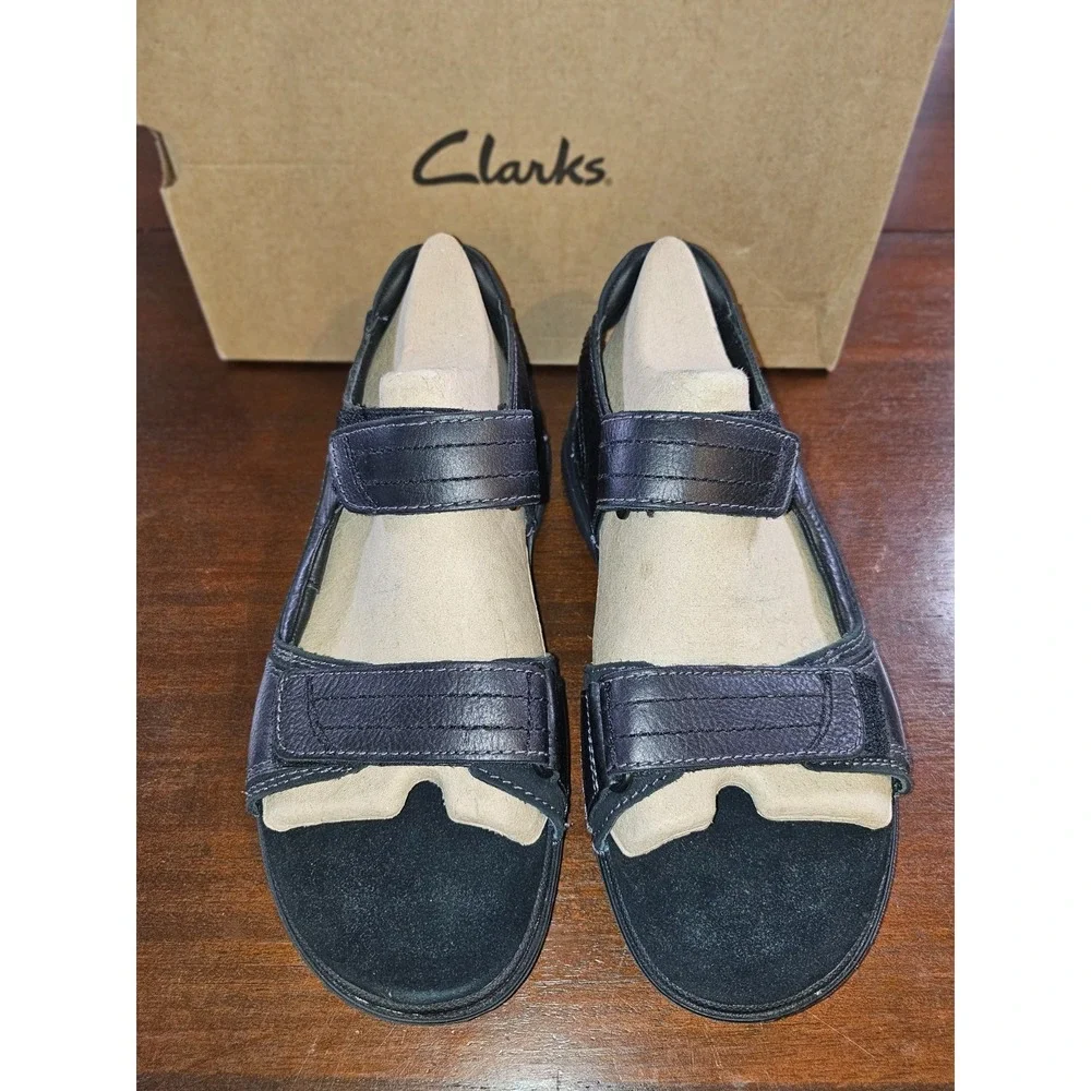 Clarks Nature Trek Black Nubuck‎ Leather Casual Sandal 59760 Men's 10 M